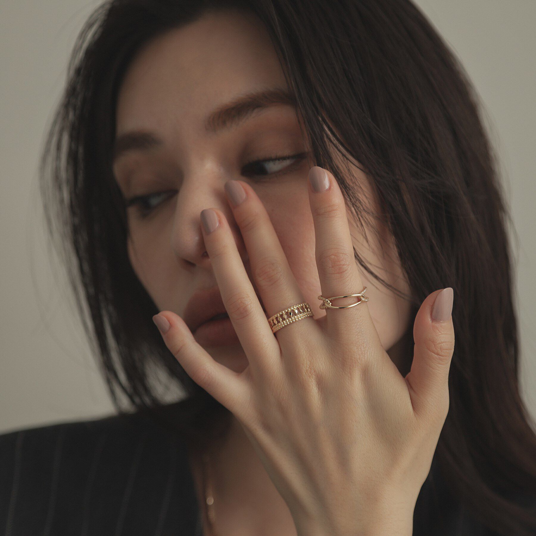 COCOSHNIK「K10切子&times;ミル リング大（16号）」|リング|