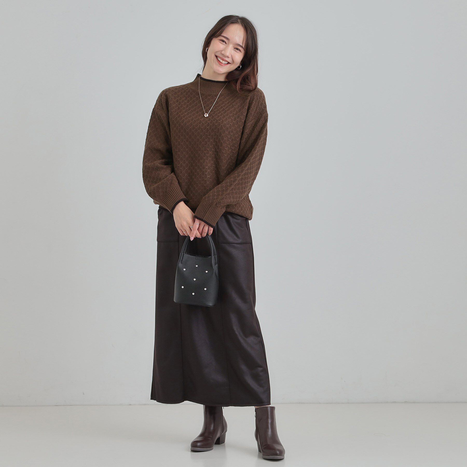 SHOO･LA･RUE「【洗濯機可/毛玉レス】配色がアクセント ダイヤ柄ゆるニット」|ニット・セーター|