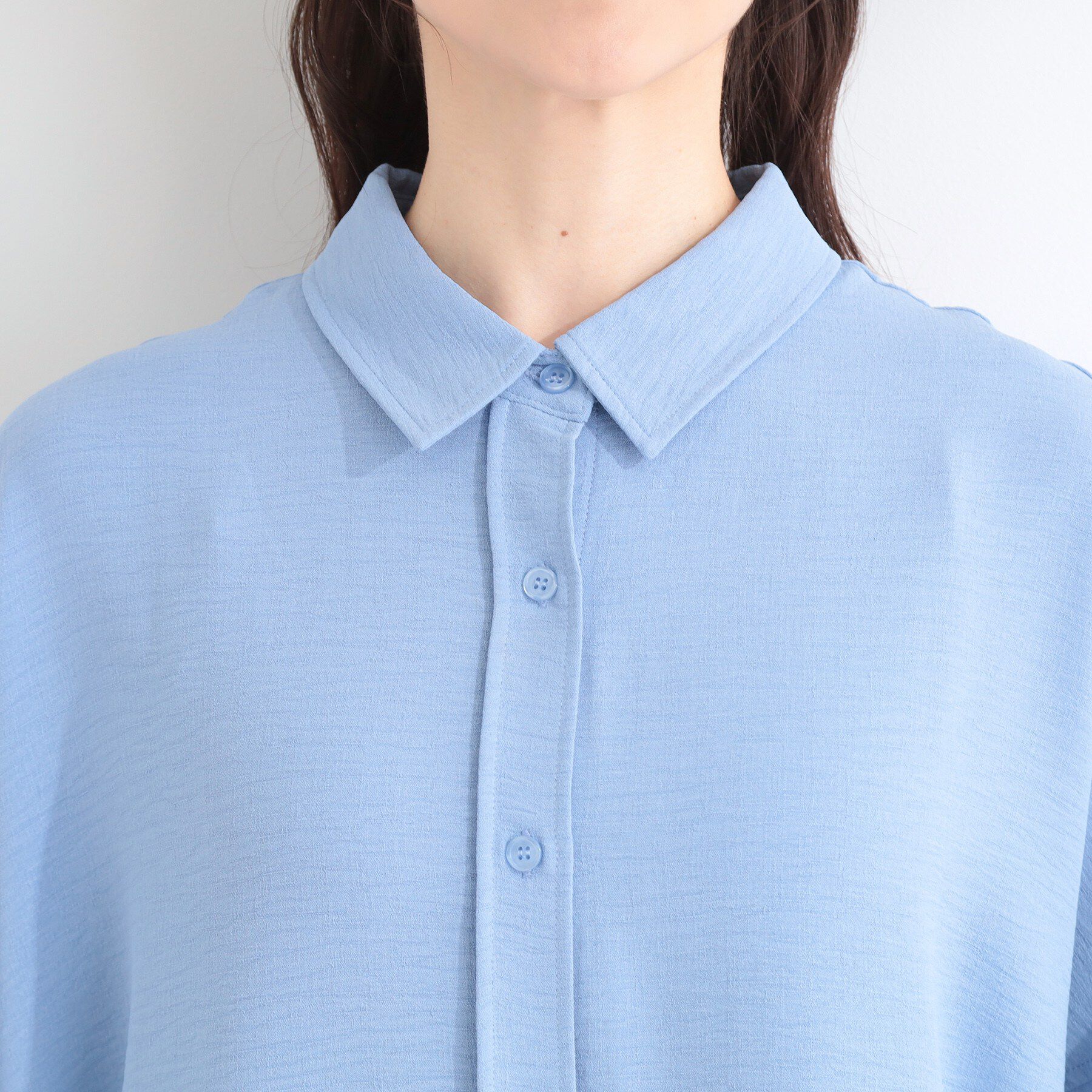 SHOO･LA･RUE「【洗濯後シワになりにくい/体型カバー】ポンチョ風ゆったりシャツ」|シャツ・ブラウス|