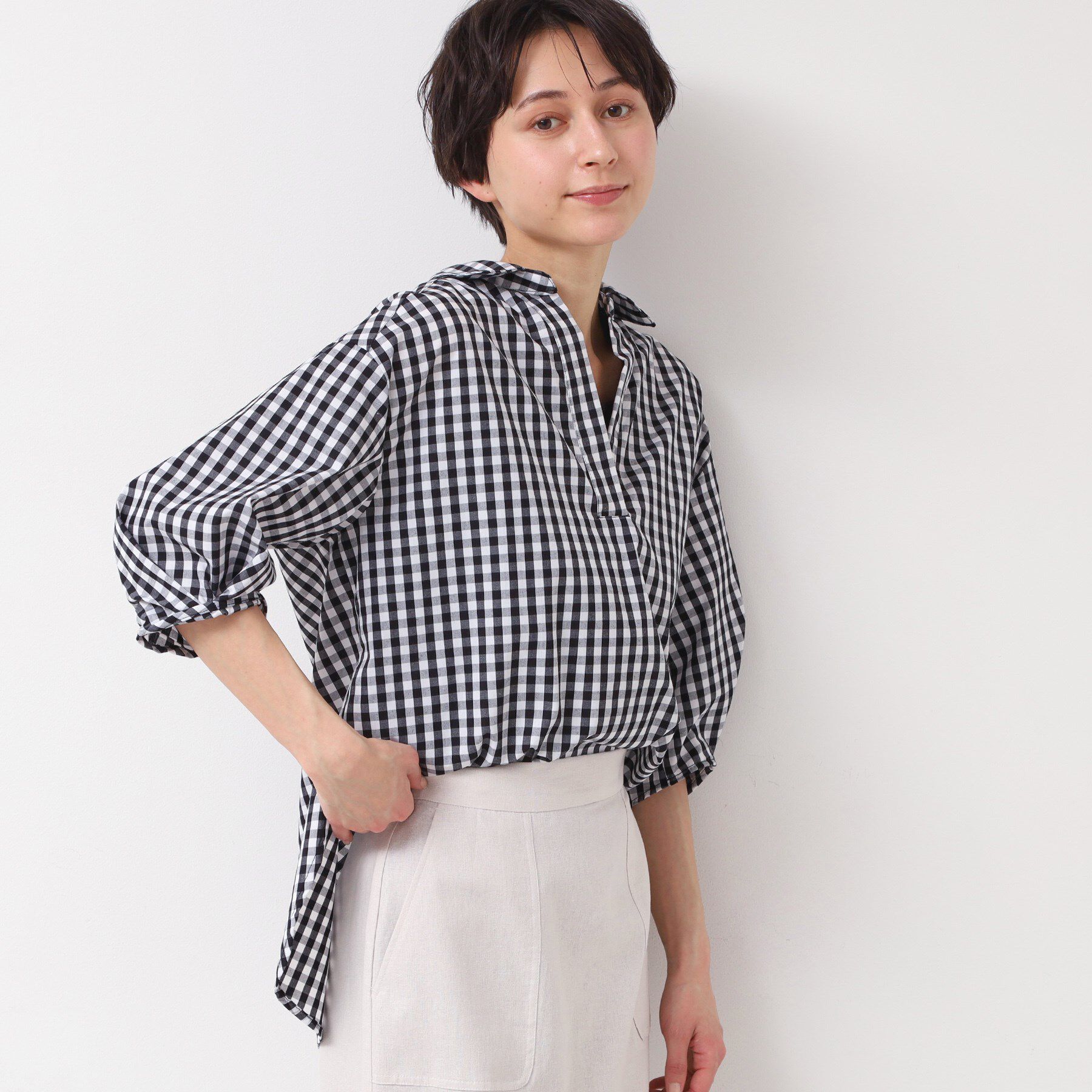 Dessin「【洗える・4サイズ展開】スキッパーシャツブラウス（XS～L）」|シャツ・ブラウス|