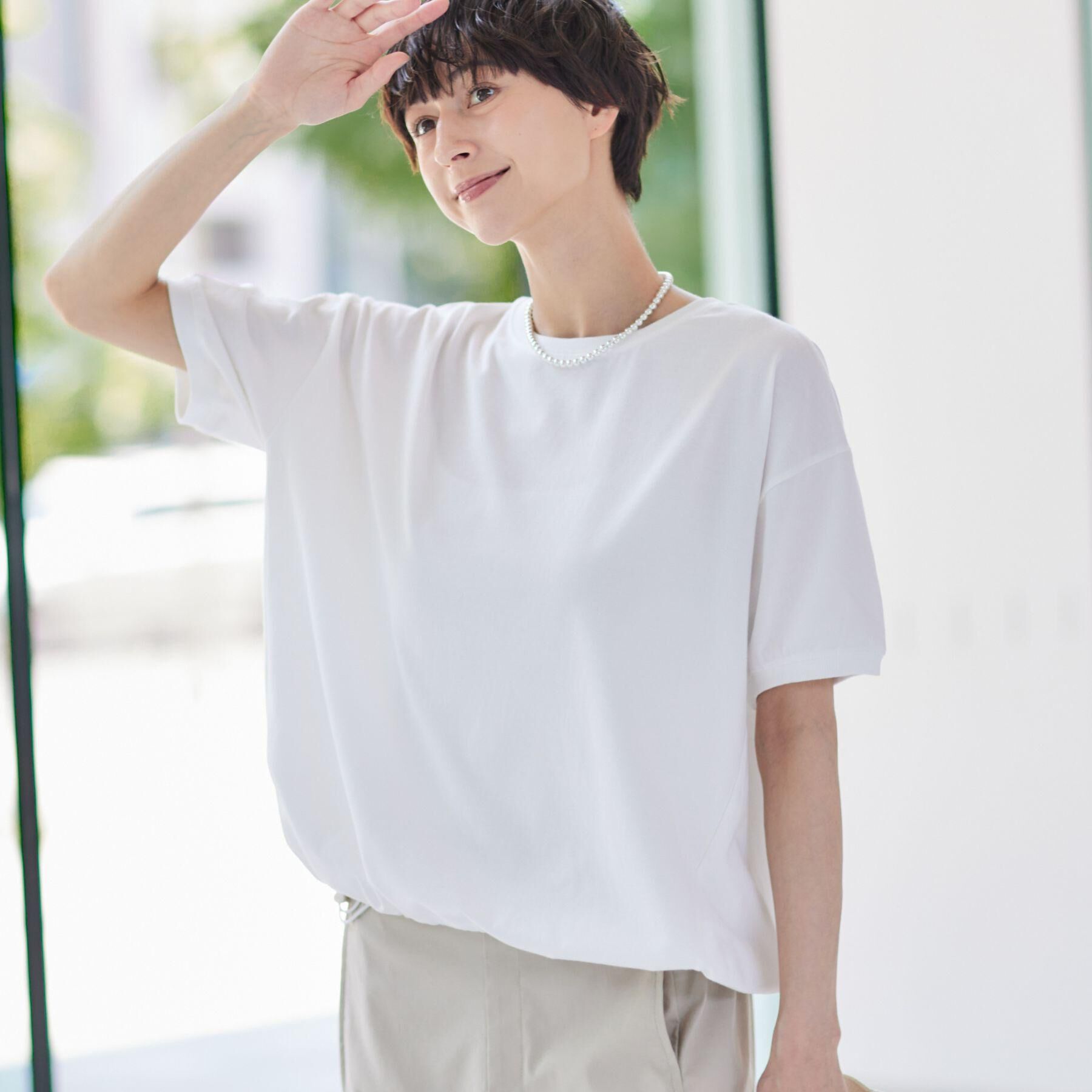 Dessin「【二の腕カバー/接触冷感/UV】ドローコードカットソー（XS～L）」|Tシャツ・カットソー|