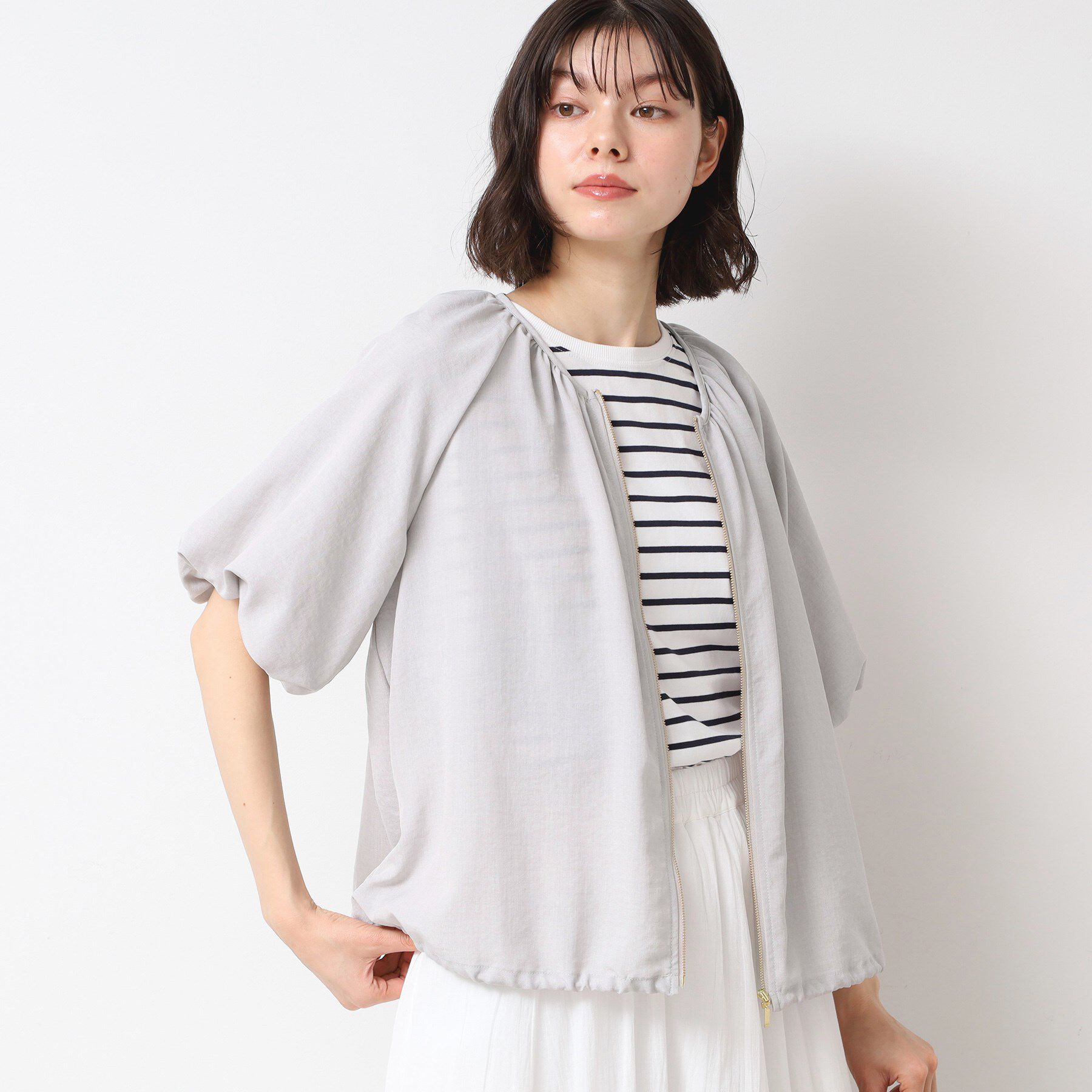 Dessin「【洗える】ドローコード付きバルーン袖ブルゾン」|ブルゾン・スタジャン|