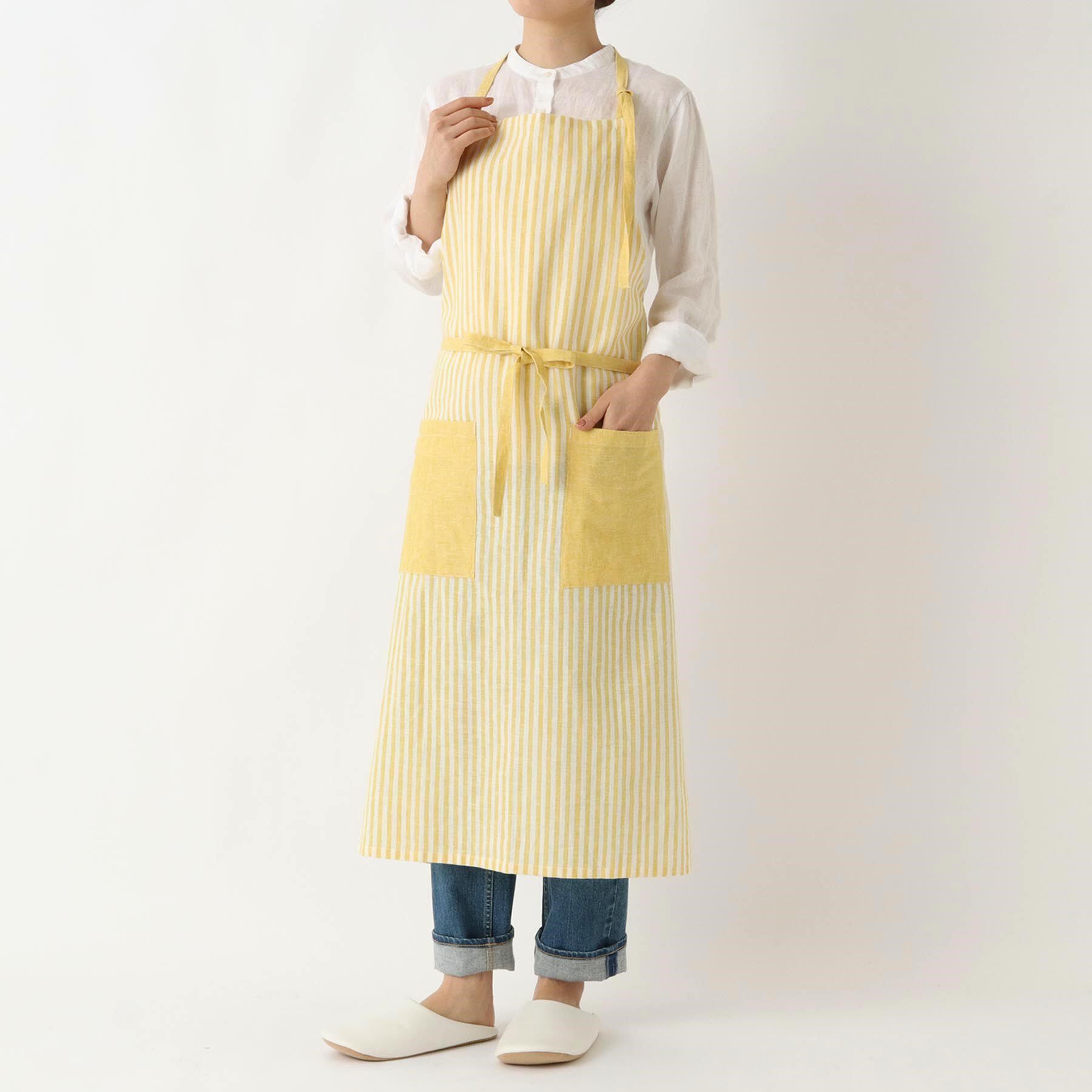 212 KITCHEN STORE「ブロックストライプ リネンコットン フルエプロン LM ＜212Kオリジナル ＞」|食器・キッチングッズ|