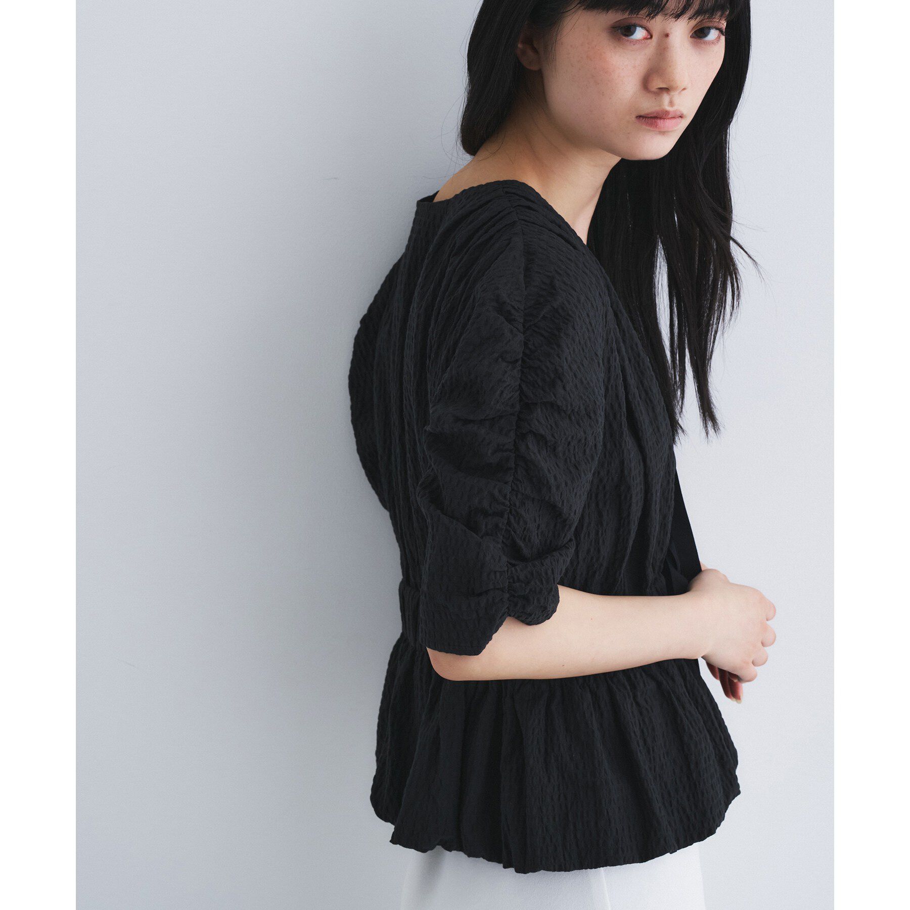 CODE A「front ribbon peplum blouse」|シャツ・ブラウス|