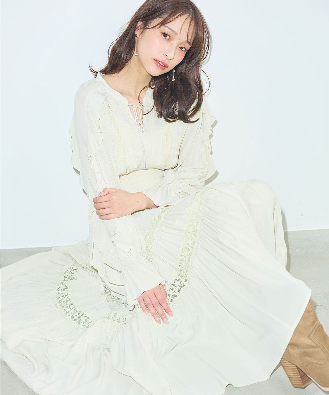 COCO DEAL「ラッフルレーストリムワンピース」|ワンピース|