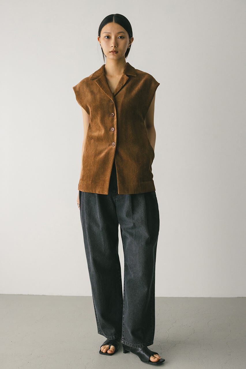 STYLEMIXER「ショルダータックベロアベスト」|ダウンベスト・ベスト|