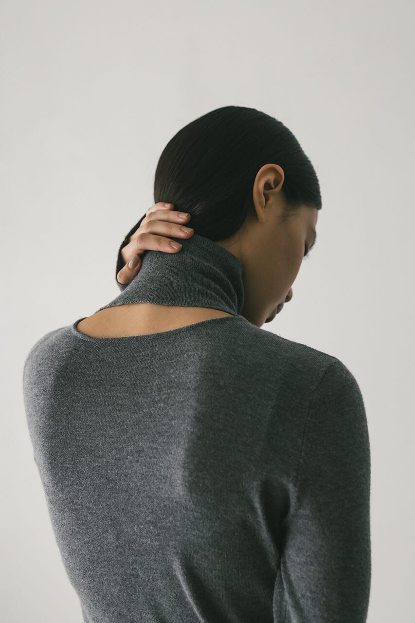 STYLEMIXER「2WAYウォッシャブルハイネックオープンニット」|ニット・セーター|GRY