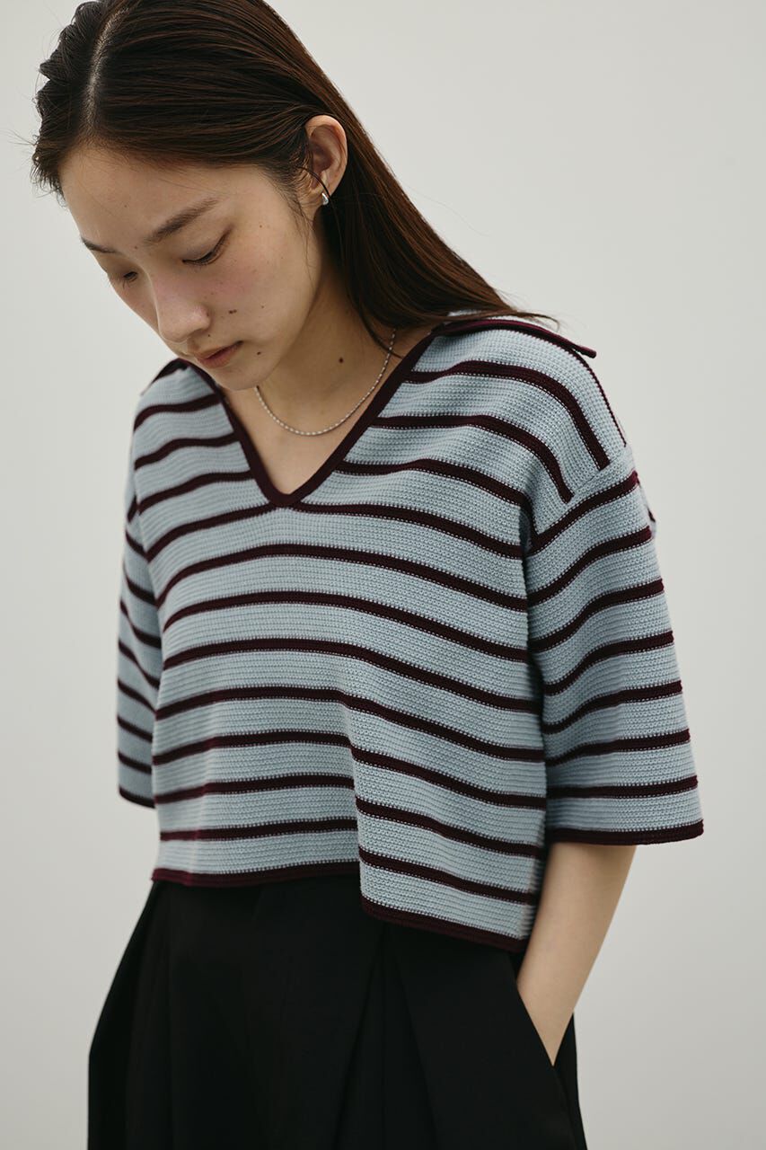 STYLEMIXER「スキッパーニットポロ」|ニット・セーター|柄BLU5