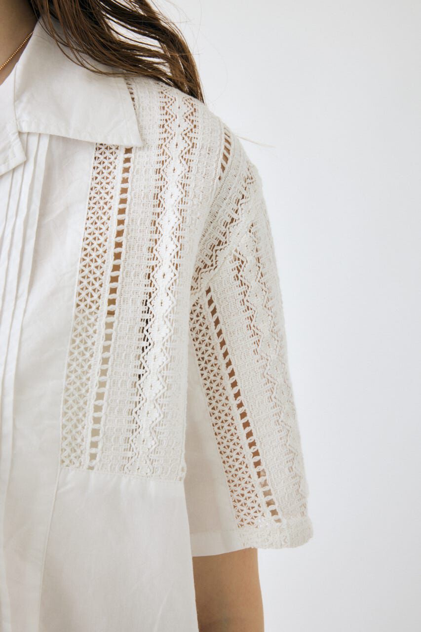 MOUSSY「LACE OPEN COLLAR シャツ」|シャツ・ブラウス|