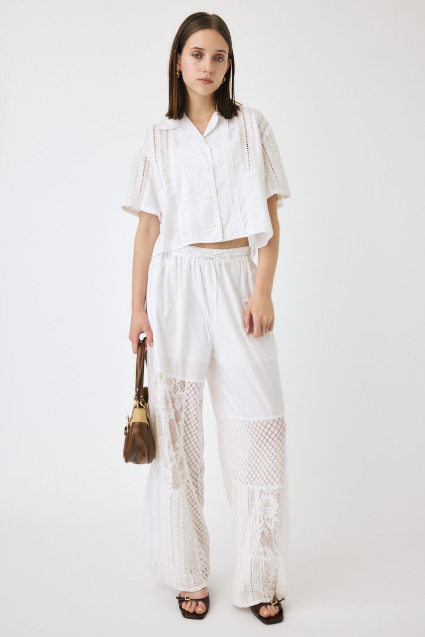 MOUSSY「LACE OPEN COLLAR シャツ」|シャツ・ブラウス|