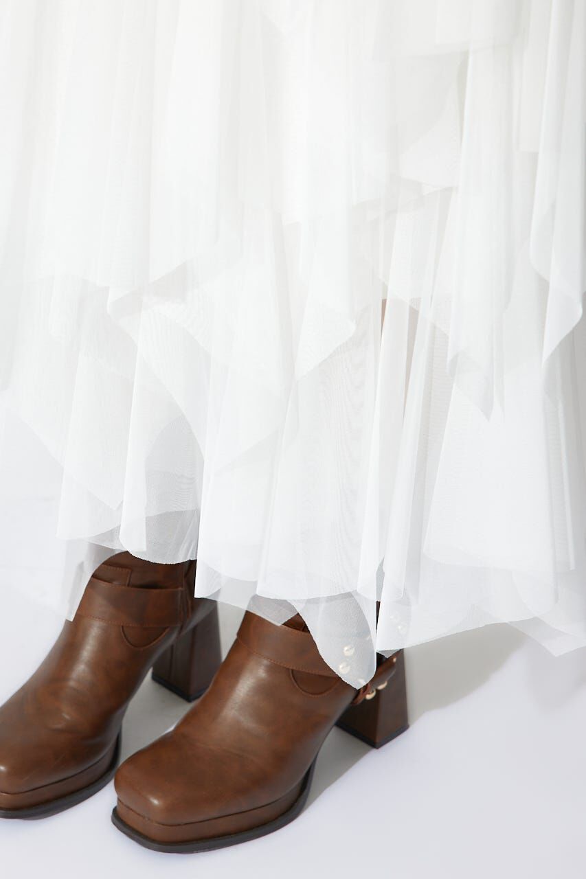 rienda「ニュアンスランダムチュールジャストウエストスカート」|スカート|