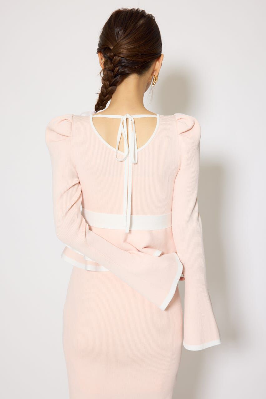 rienda「配色ペプラムタイトニットワンピース」|ワンピース|