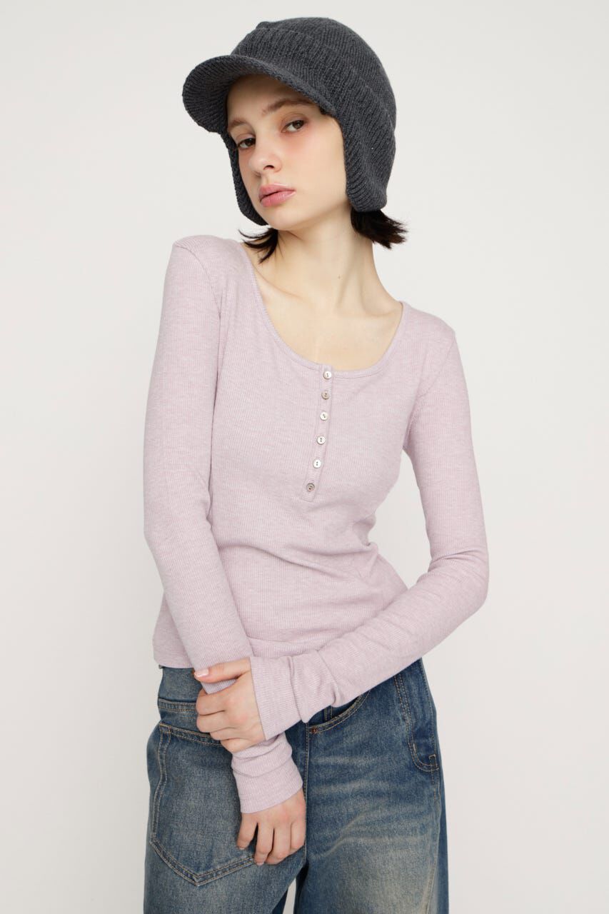 SLY「HENRY NECK CUT トップス」|Tシャツ・カットソー|