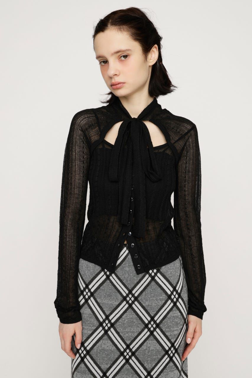 SLY「TIE RIBBON KNIT トップス」|ニット・セーター|BLK