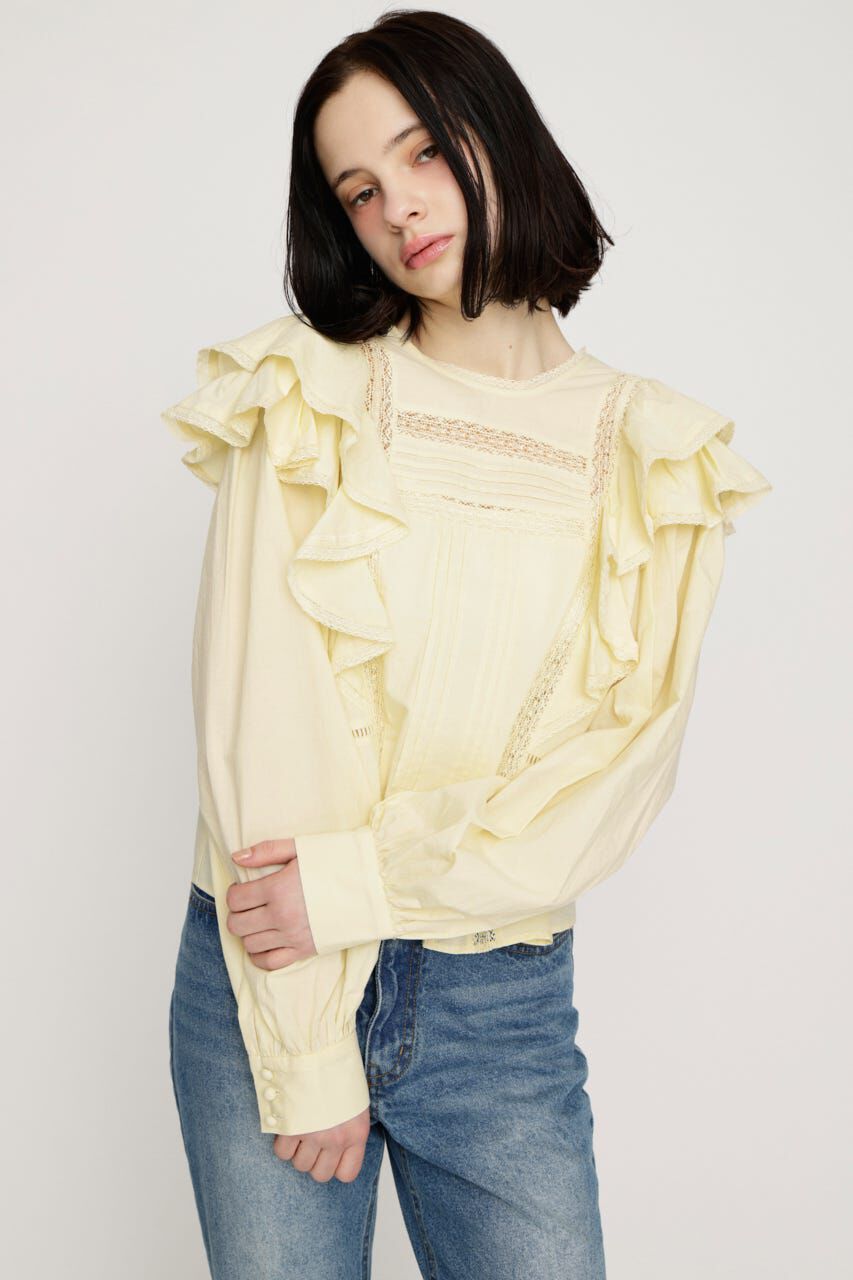 SLY「2WAY RIBBON FRILL LACE トップス」|シャツ・ブラウス|L/YEL1