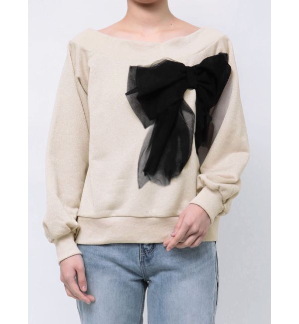 CALNAMUR「2WAY RIBBON SWEAT/２WAYリボンスウェット」|Tシャツ・カットソー|