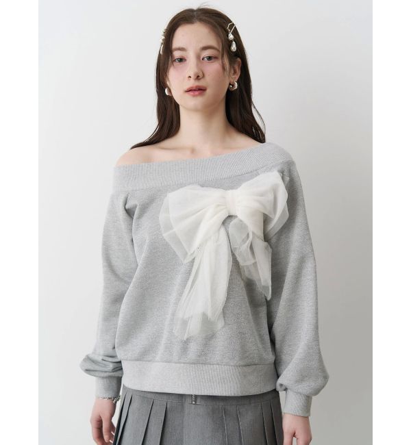 CALNAMUR「2WAY RIBBON SWEAT/２WAYリボンスウェット」|Tシャツ・カットソー|