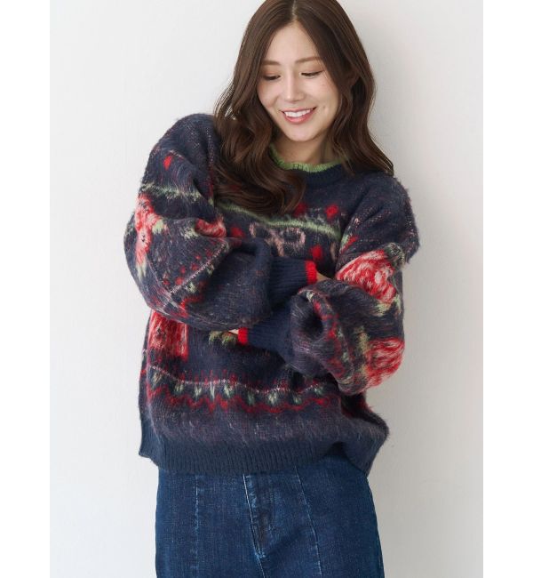 CALNAMUR「ローズ＆リボンジャガードニット」|ニット・セーター|