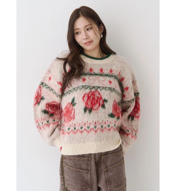 CALNAMUR「ローズ＆リボンジャガードニット」|ニット・セーター|