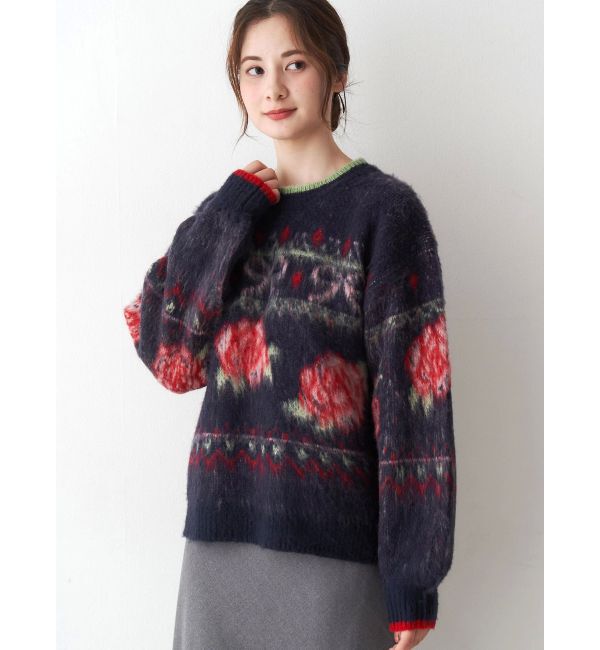 CALNAMUR「ローズ＆リボンジャガードニット」|ニット・セーター|