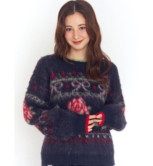 CALNAMUR「ローズ＆リボンジャガードニット」|ニット・セーター|