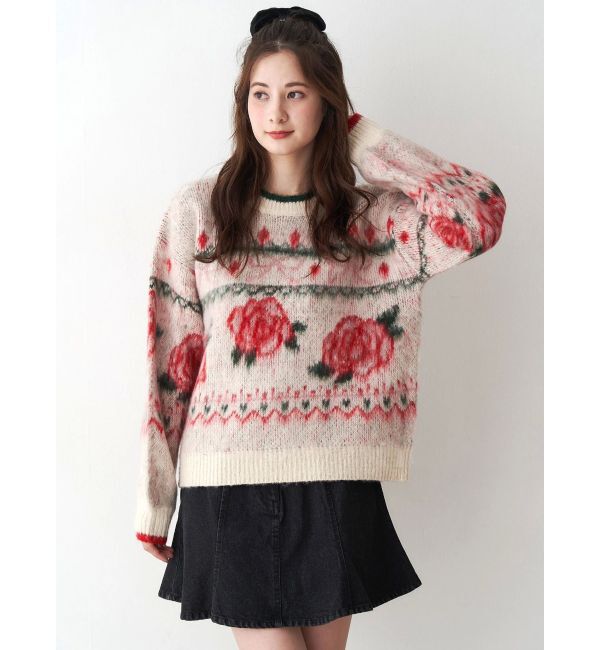 CALNAMUR「ローズ＆リボンジャガードニット」|ニット・セーター|