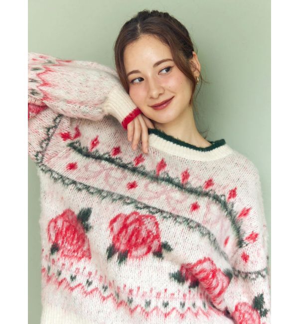 CALNAMUR「ローズ＆リボンジャガードニット」|ニット・セーター|