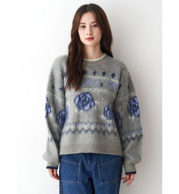 CALNAMUR「ローズ＆リボンジャガードニット」|ニット・セーター|