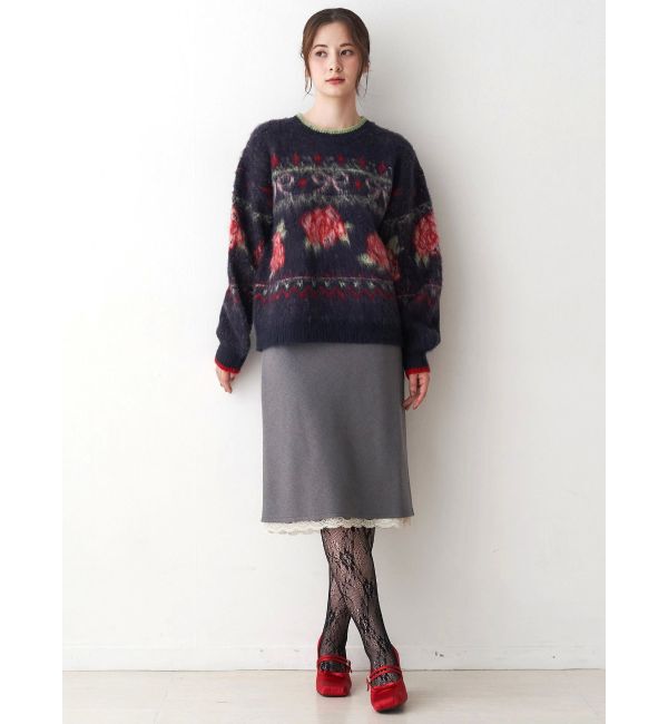 CALNAMUR「ローズ＆リボンジャガードニット」|ニット・セーター|