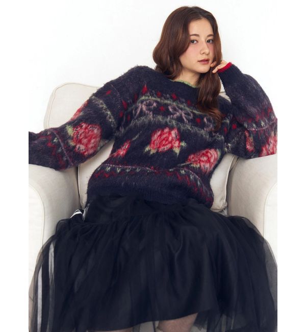 CALNAMUR「ローズ＆リボンジャガードニット」|ニット・セーター|