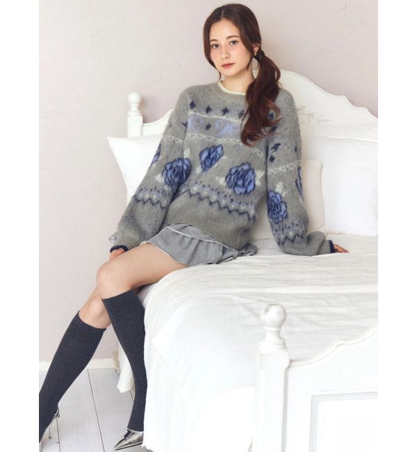 CALNAMUR「ローズ＆リボンジャガードニット」|ニット・セーター|