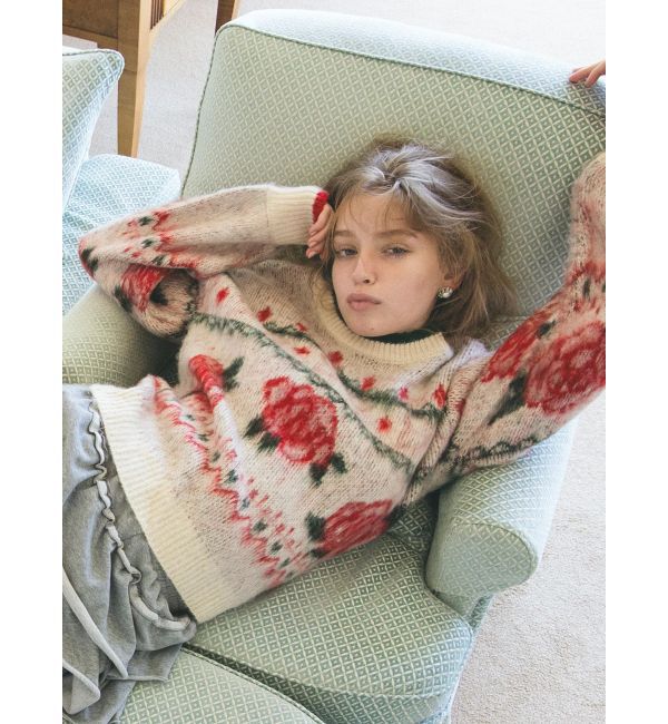 CALNAMUR「ローズ＆リボンジャガードニット」|ニット・セーター|