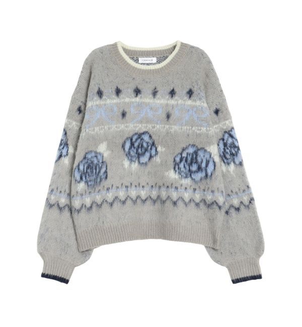 CALNAMUR「ローズ＆リボンジャガードニット」|ニット・セーター|