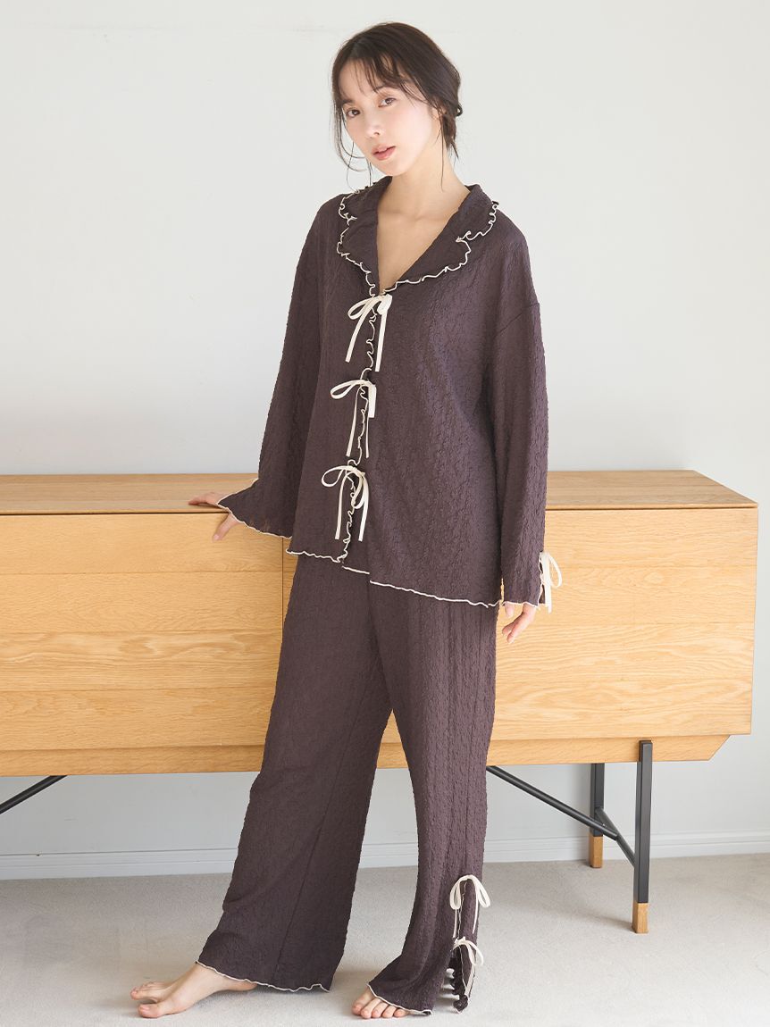 SNIDEL HOME「カットレース開襟シャツ」|ルームウェア|