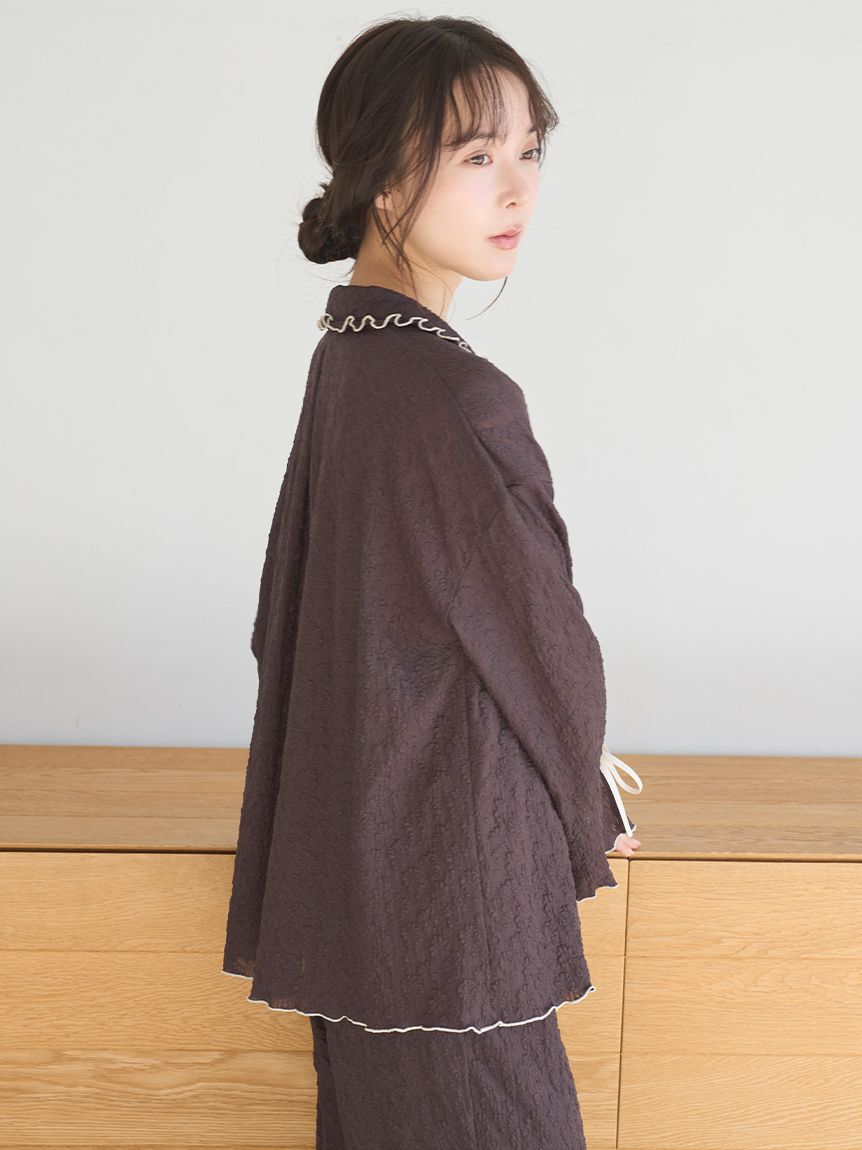 SNIDEL HOME「カットレース開襟シャツ」|ルームウェア|