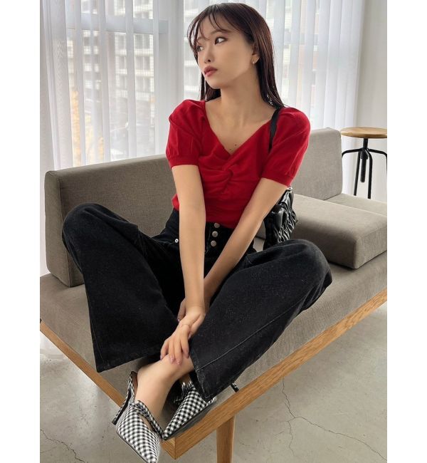 RESEXXY「フロントノットギャザーニット」|ニット・セーター|