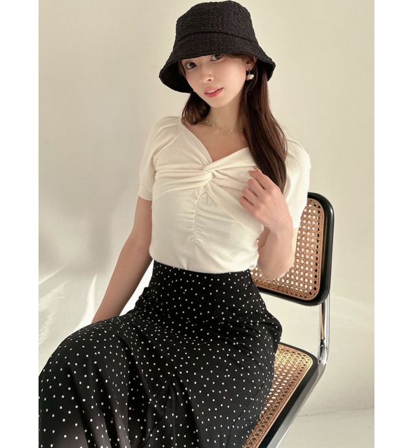 RESEXXY「フロントノットギャザーニット」|ニット・セーター|