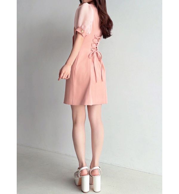 RESEXXY「レースアップスリーブシアーワンピース」|ワンピース|オレンジ