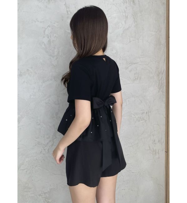 dazzlin「バックリボンビジューペプラムTシャツ」|Tシャツ・カットソー|