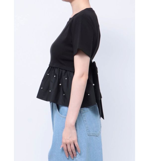 dazzlin「バックリボンビジューペプラムTシャツ」|Tシャツ・カットソー|