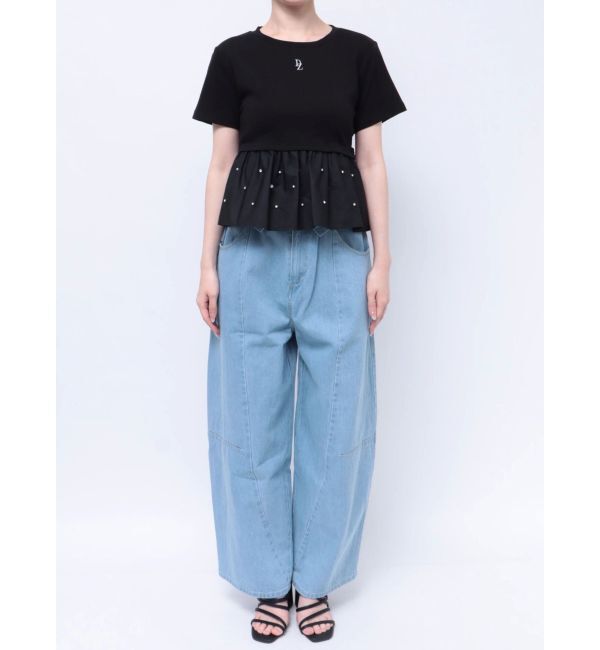 dazzlin「バックリボンビジューペプラムTシャツ」|Tシャツ・カットソー|