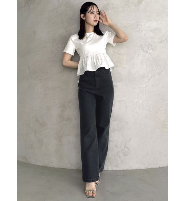 dazzlin「バックリボンビジューペプラムTシャツ」|Tシャツ・カットソー|