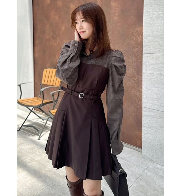 dazzlin「長袖レイヤードシャツミニワンピース」|ワンピース|