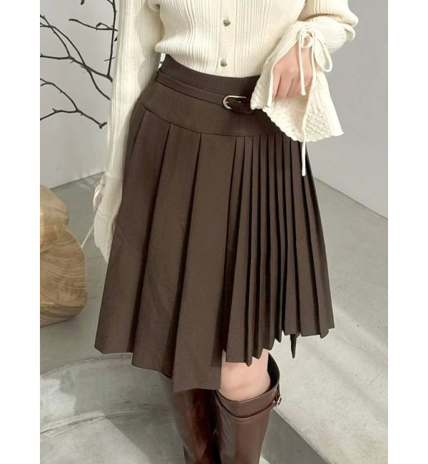 dazzlin「ミディアシメプリーツスカート」|スカート|ブラウン