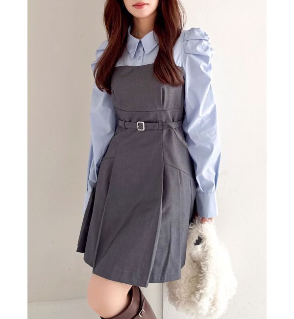 dazzlin「【追加生産分】長袖レイヤードシャツミニワンピース」|ワンピース|