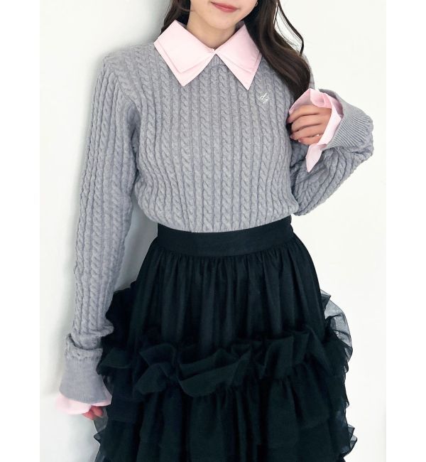 dazzlin「【20周年記念復刻！】ケーブルシャツドッキングニット」|ニット・セーター|グレー