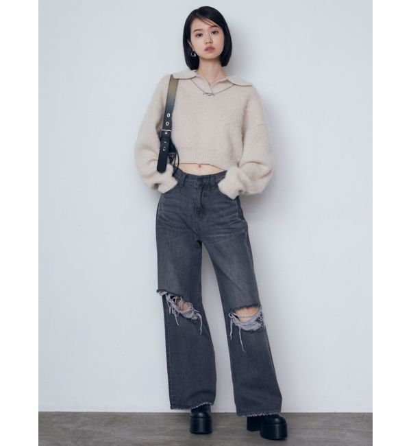 EMODA「リップドワイドジーンンズ」|デニム|