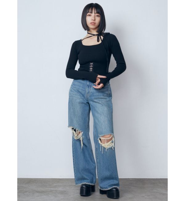EMODA「リップドワイドジーンンズ」|デニム|