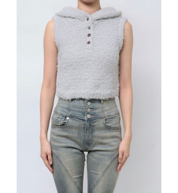 EMODA「シャギーフードニットタンクトップ」|ニット・セーター|グレー