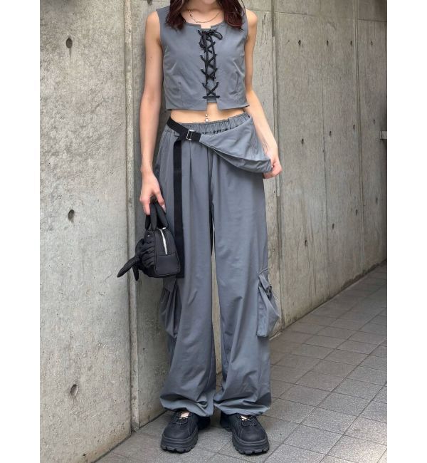 EMODA「レースアップナイロントップス」|Tシャツ・カットソー|